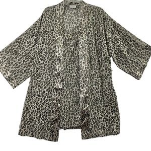 Kathryn Animal Print Nightgown & Robe Womens XL Sexy Sheer‎ Sleepwear
